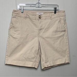 LOFT Women’s Tan Cotton Blend Bermuda Shorts with Classic Design Size 10